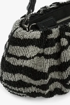 STAUD -BEADED BEAN BAG - BLACK WHITE