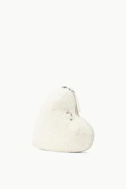 STAUD -BEADED HEART CLUTCH - CREAM