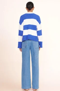 STAUD -DELANEY SWEATER - WHITE ATLANTIC RUGBY STRIPE