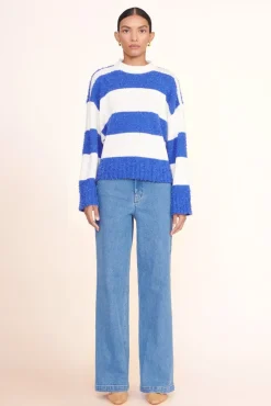 STAUD -DELANEY SWEATER - WHITE ATLANTIC RUGBY STRIPE