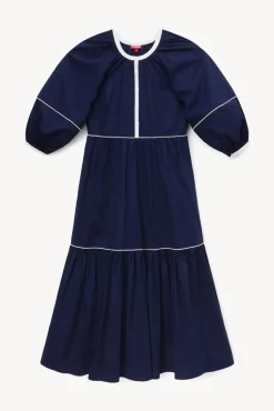 STAUD -DEMI DRESS - NAVY WHITE