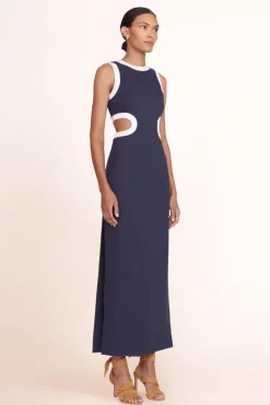 STAUD -DOLCE DRESS - NAVY WHITE