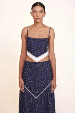 STAUD -KATHLEEN SKIRT - NAVY WHIRLPOOL WHITE