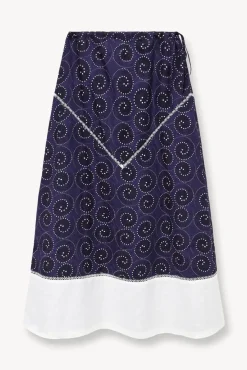 STAUD -KATHLEEN SKIRT - NAVY WHIRLPOOL WHITE