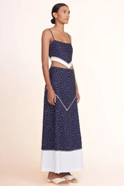 STAUD -LOYALTY TOP - NAVY WHIRLPOOL WHITE