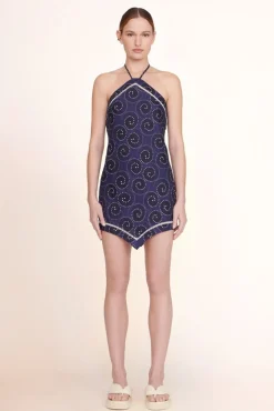 STAUD -MEGAN DRESS - NAVY WHIRLPOOL WHITE