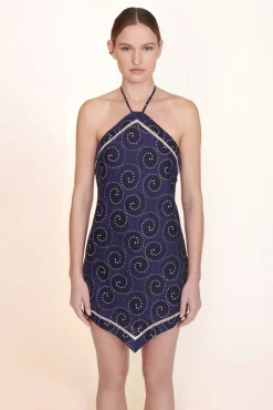 STAUD -MEGAN DRESS - NAVY WHIRLPOOL WHITE