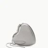 STAUD -METAL HEART CLUTCH - SILVER
