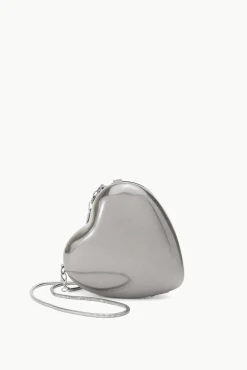 STAUD -METAL HEART CLUTCH - SILVER