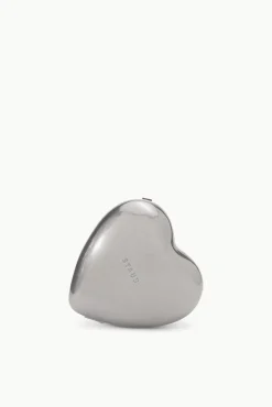 STAUD -METAL HEART CLUTCH - SILVER