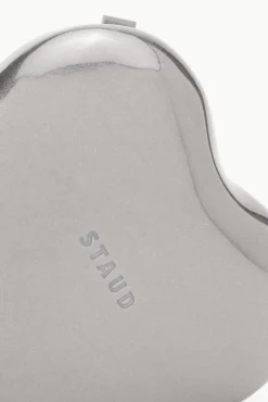 STAUD Bridal Accessories-METAL HEART CLUTCH - SILVER
