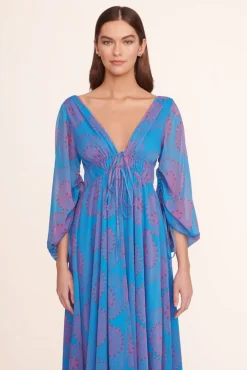 STAUD -MIDI SHELBY DRESS - PACIFIC WHIRLPOOL