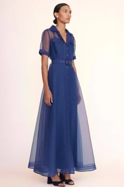 STAUD Occasion Dresses-MILLIE DRESS ORGANZA - NAVY