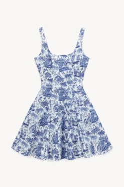 STAUD -MINI WELLS DRESS - BLUE TOILE