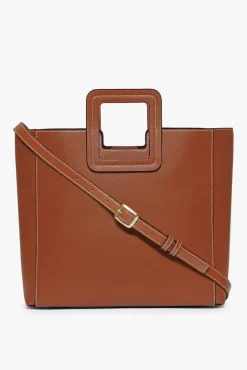 STAUD -SHIRLEY LEATHER BAG SADDLE - TAN
