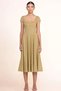 STAUD -SHORT SLEEVE WELLS DRESS - KHAKI