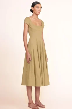 STAUD -SHORT SLEEVE WELLS DRESS - KHAKI