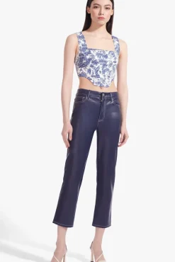 STAUD - ALICE TOP CHINA BLUE TOILE