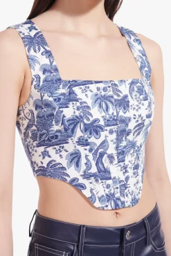 STAUD - ALICE TOP CHINA BLUE TOILE