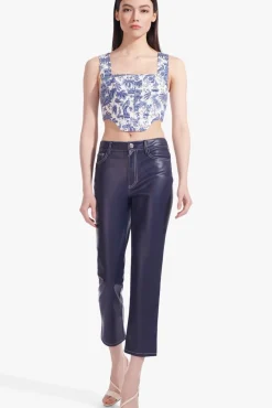 STAUD - ALICE TOP CHINA BLUE TOILE
