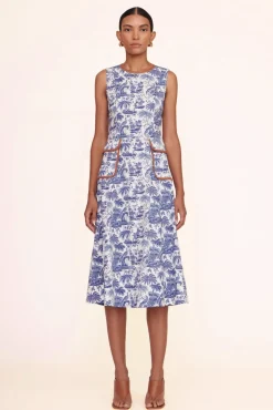 STAUD - BAIT DRESS BLUE TOILE WHISKEY