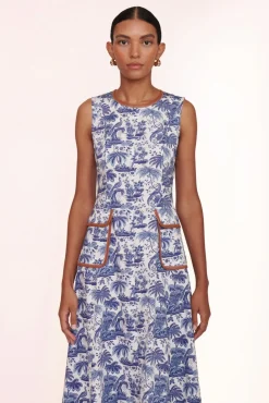 STAUD - BAIT DRESS BLUE TOILE WHISKEY