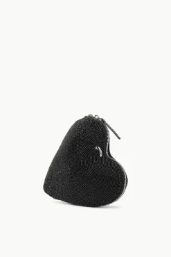 STAUD Bridal Accessories- BEADED HEART CLUTCH BLACK