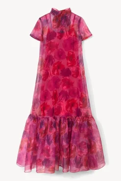 STAUD Occasion Dresses- CALLUNA DRESS MAGENTA PAINTED FLORAL