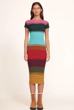 STAUD - COLLEEN DRESS MOSAIC STRIPE
