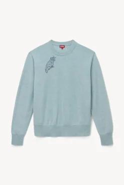 STAUD Pet Sweats & Knits- CUSTOM CASHMERE CREWNECK SWEATER LIGHT BLUE