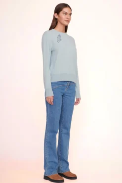 STAUD Pet Sweats & Knits- CUSTOM CASHMERE CREWNECK SWEATER LIGHT BLUE