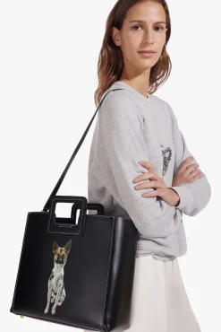 STAUD Pet Handbags- CUSTOM SHIRLEY LEATHER BAG BLACK