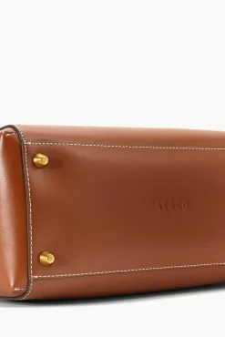 STAUD Pet Handbags- CUSTOM SHIRLEY LEATHER BAG SADDLE TAN