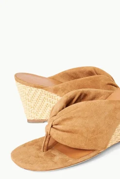 STAUD - DAHLIA WEDGE CASHEW SUEDE NATURAL RAFFIA CASHEW NATURAL