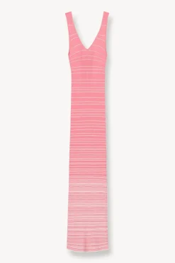 STAUD - DANA DRESS CORAL PINK WHITE