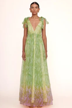 STAUD Occasion Dresses- DANDELION DRESS LIME/MAGENTA WILDFLOWERS LIME MAGENTA WILDFLOWERS