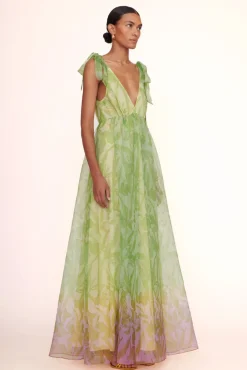 STAUD Occasion Dresses- DANDELION DRESS LIME/MAGENTA WILDFLOWERS LIME MAGENTA WILDFLOWERS