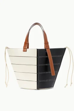 STAUD - DIAMOND TOTE CREAM TAN BLACK