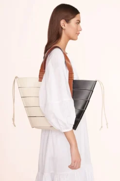 STAUD - DIAMOND TOTE CREAM TAN BLACK