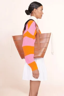STAUD - DIAMOND TOTE TAN CREAM