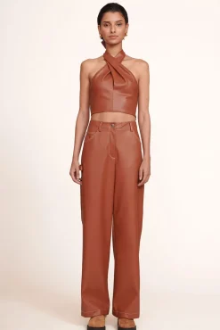 STAUD - DOMINO PANT WHISKEY VEGAN LEATHER