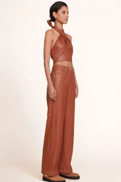 STAUD - DOMINO PANT WHISKEY VEGAN LEATHER