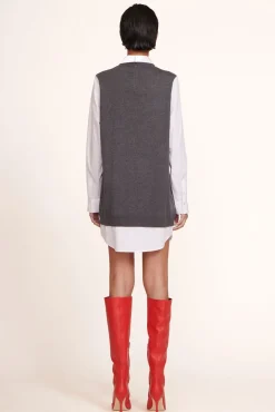STAUD - FERN DRESS GREY WHITE