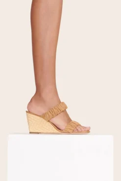 STAUD - FRANKIE WEDGE CASHEW SUEDE NATURAL RAFFIA CASHEW NATURAL