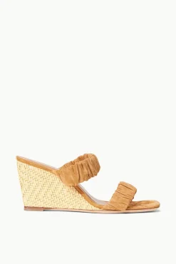 STAUD - FRANKIE WEDGE CASHEW SUEDE NATURAL RAFFIA CASHEW NATURAL