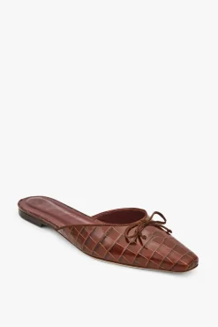 STAUD - GINA MULE BROWN CROC EMBOSSED