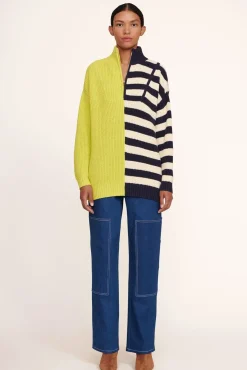 STAUD - HAMPTON SWEATER CHARTREUSE TWO TONE STRIPE