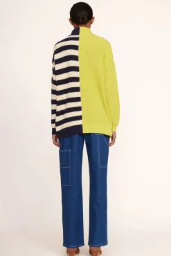 STAUD - HAMPTON SWEATER CHARTREUSE TWO TONE STRIPE
