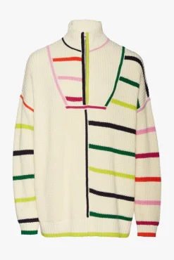 STAUD - HAMPTON SWEATER CREME RAINBOW MULTI