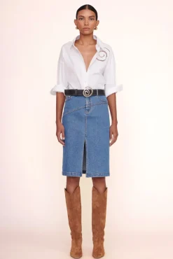 STAUD - HUDSON SKIRT MEDIUM WASH